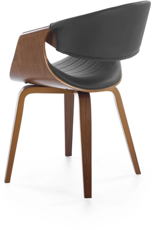 Krzesło drewniane K544 gięte z eco skóry nowoczesne do jadalni czarny/orzechowy