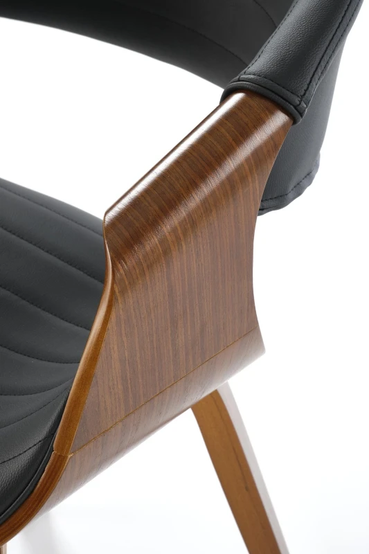 Krzesło drewniane K544 gięte z eco skóry nowoczesne do jadalni czarny/orzechowy