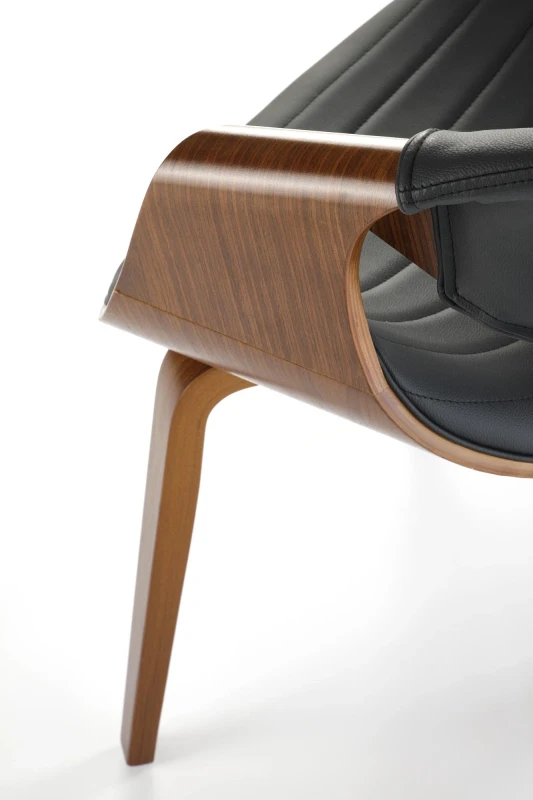 Krzesło drewniane K544 gięte z eco skóry nowoczesne do jadalni czarny/orzechowy