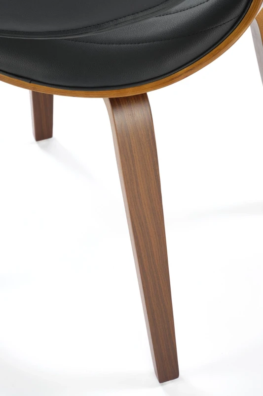 Krzesło drewniane K544 gięte z eco skóry nowoczesne do jadalni czarny/orzechowy