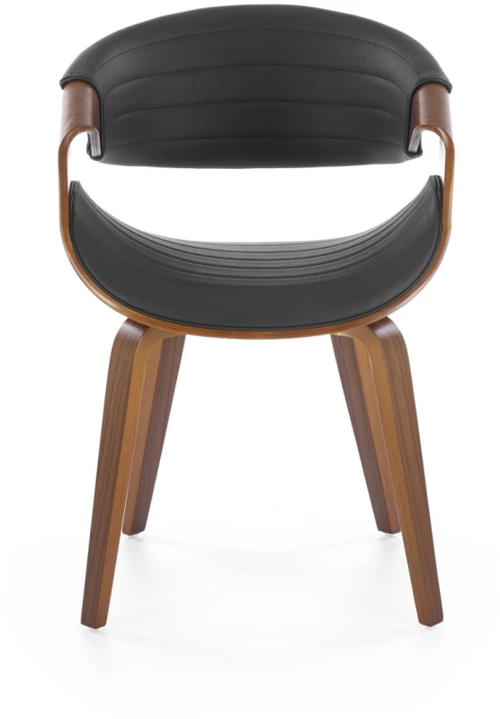 Krzesło drewniane K544 gięte z eco skóry nowoczesne do jadalni czarny/orzechowy