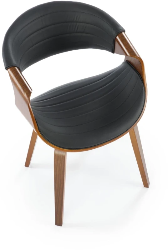 Krzesło drewniane K544 gięte z eco skóry nowoczesne do jadalni czarny/orzechowy