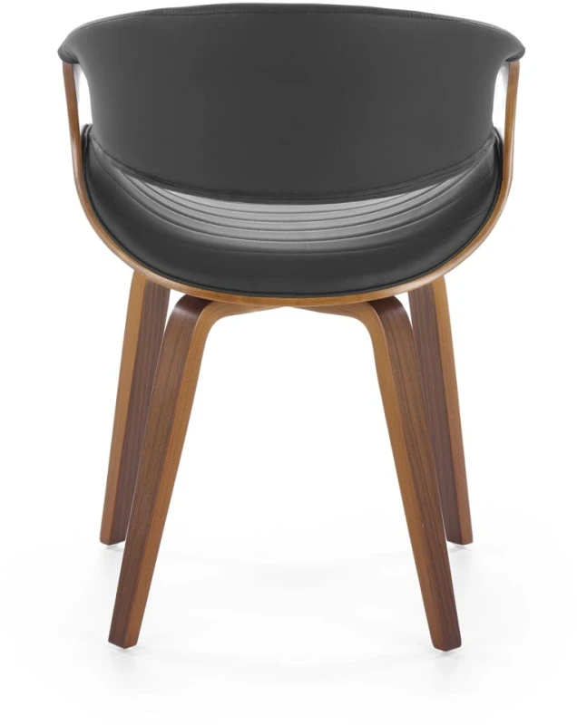 Krzesło drewniane K544 gięte z eco skóry nowoczesne do jadalni czarny/orzechowy