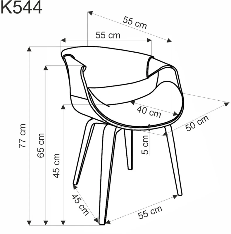 Krzesło drewniane K544 gięte z eco skóry nowoczesne do jadalni czarny/orzechowy