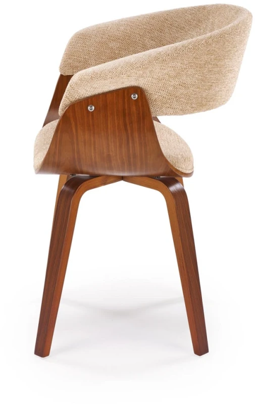 Krzesło drewniane K545 gięte z tkaniny z oparciem do jadalni beżowy/orzechowy