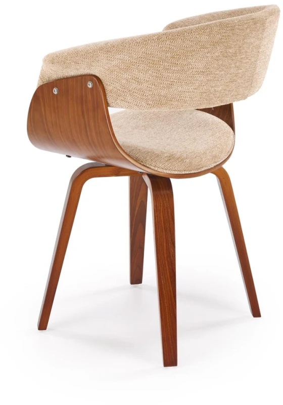 Krzesło drewniane K545 gięte z tkaniny z oparciem do jadalni beżowy/orzechowy