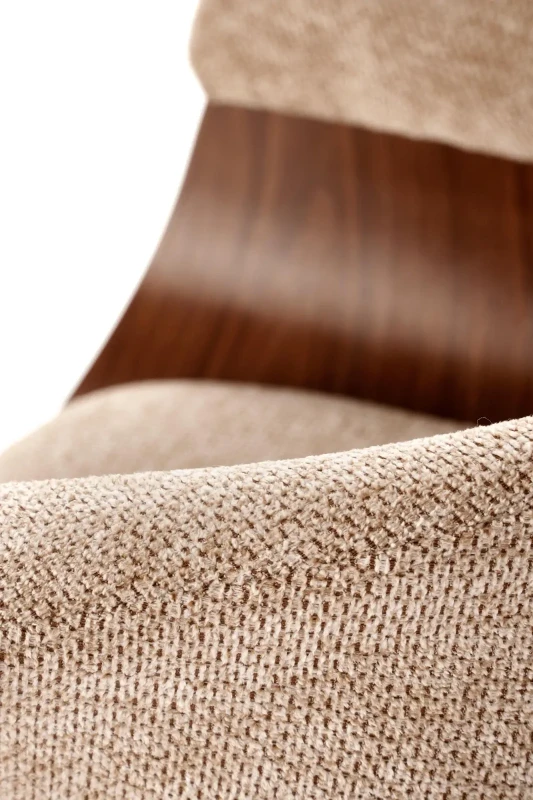 Krzesło drewniane K545 gięte z tkaniny z oparciem do jadalni beżowy/orzechowy