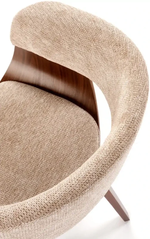 Krzesło drewniane K545 gięte z tkaniny z oparciem do jadalni beżowy/orzechowy