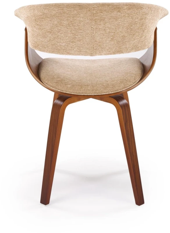 Krzesło drewniane K545 gięte z tkaniny z oparciem do jadalni beżowy/orzechowy