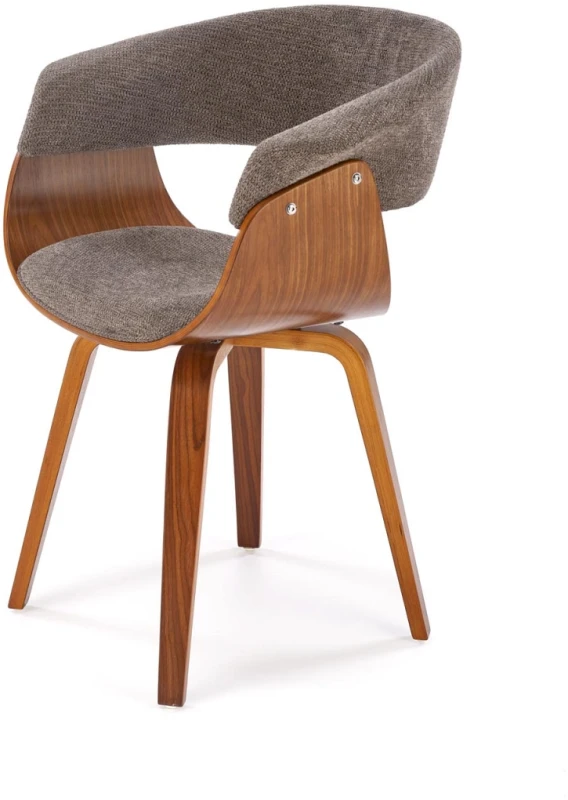 Krzesło drewniane K545 gięte z tkaniny z oparciem do jadalni popielaty/orzechowy