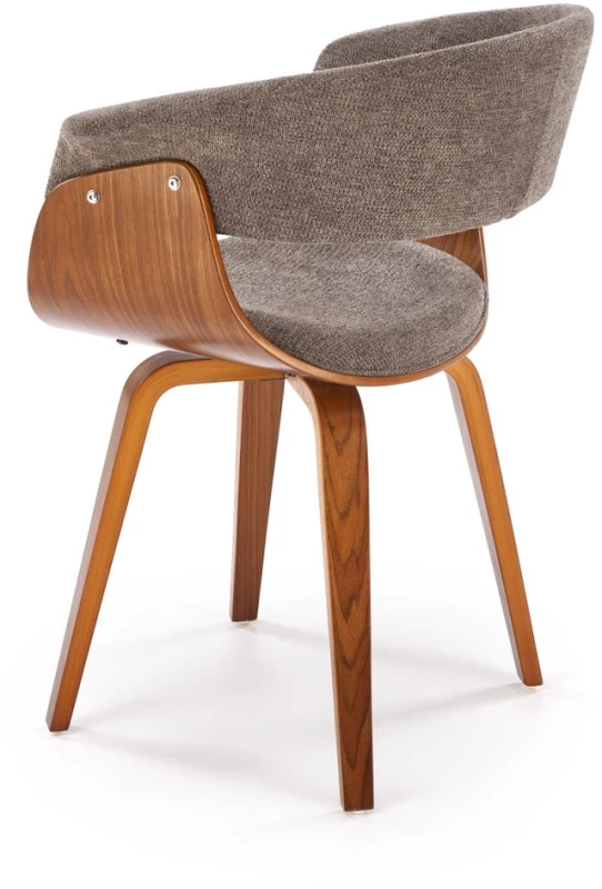 Krzesło drewniane K545 gięte z tkaniny z oparciem do jadalni popielaty/orzechowy