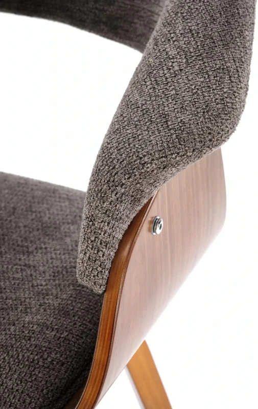 Krzesło drewniane K545 gięte z tkaniny z oparciem do jadalni popielaty/orzechowy