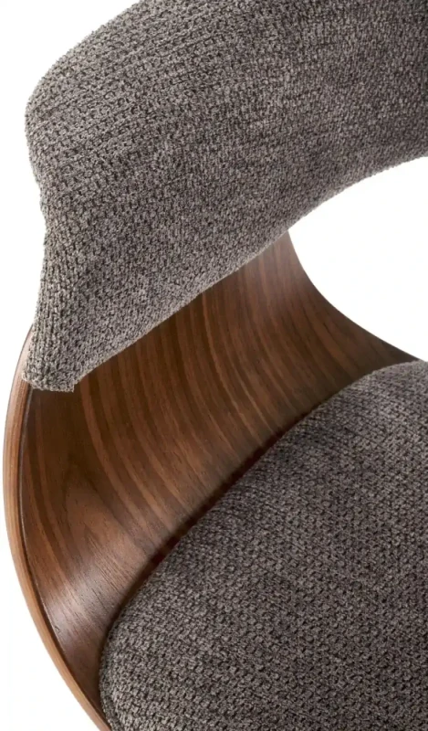 Krzesło drewniane K545 gięte z tkaniny z oparciem do jadalni popielaty/orzechowy