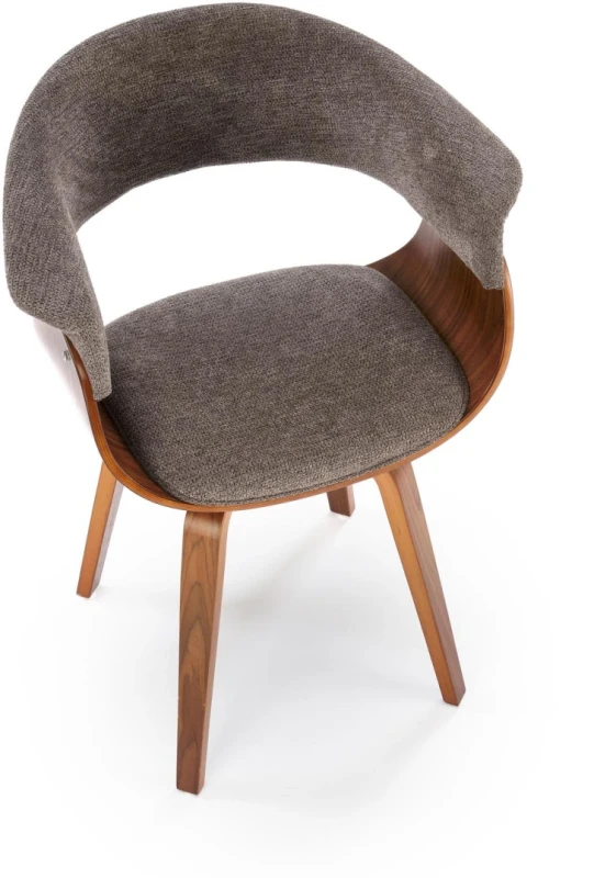 Krzesło drewniane K545 gięte z tkaniny z oparciem do jadalni popielaty/orzechowy