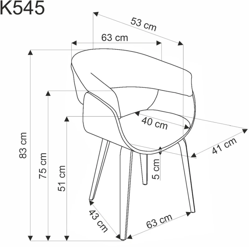 Krzesło drewniane K545 gięte z tkaniny z oparciem do jadalni popielaty/orzechowy