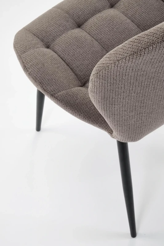 Krzesło tapicerowane K548 pikowane z tkaniny VARDO do jadalni popielaty