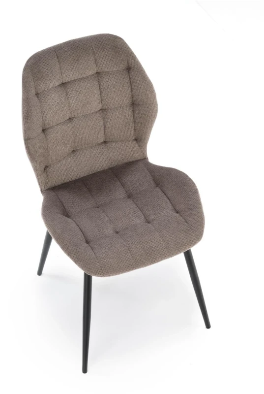 Krzesło tapicerowane K548 pikowane z tkaniny VARDO do jadalni popielaty