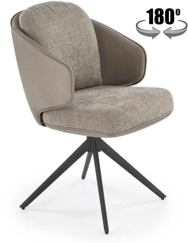 Krzesło obrotowe K554 z eco skóry i tkaniny do jadalni popielaty