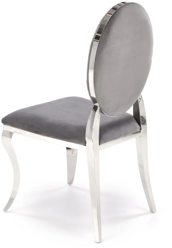 Krzesło tapicerowane K555 glamour welurowe do jadalni popielaty/srebrny