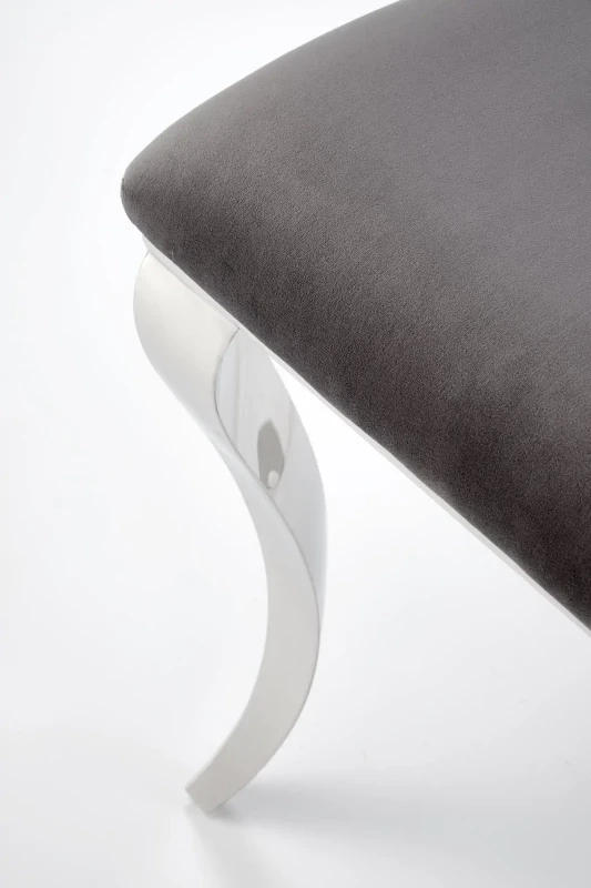 Krzesło tapicerowane K555 glamour welurowe do jadalni popielaty/srebrny