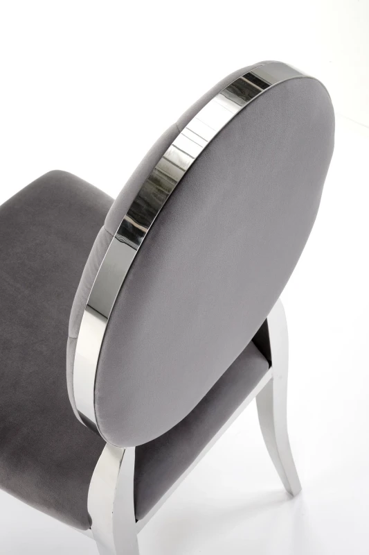 Krzesło tapicerowane K555 glamour welurowe do jadalni popielaty/srebrny