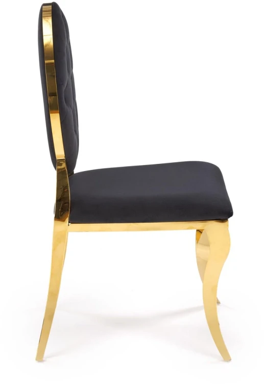 Krzesło tapicerowane K556 glamour welurowe eleganckie do jadalni czarny/złoty