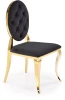 Krzesło tapicerowane K556 glamour welurowe eleganckie do jadalni czarny/złoty