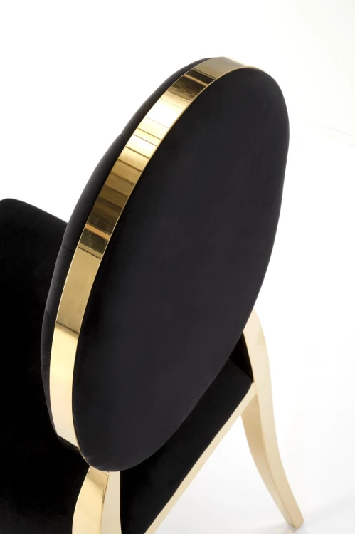 Krzesło tapicerowane K556 glamour welurowe eleganckie do jadalni czarny/złoty