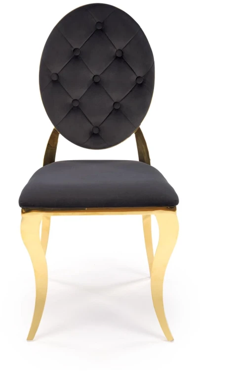 Krzesło tapicerowane K556 glamour welurowe eleganckie do jadalni czarny/złoty