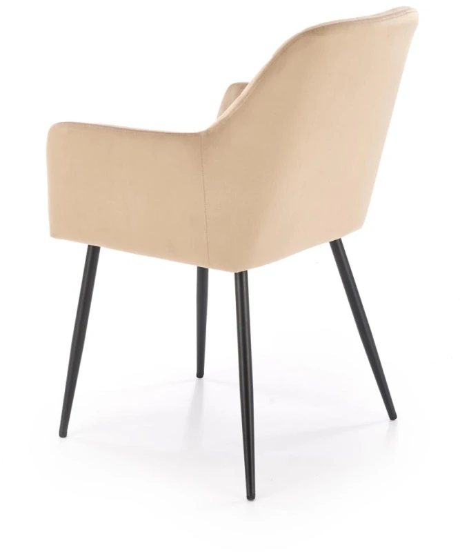 Krzesło tapicerowane K558 welurowe z podłokietnikami do jadalni beżowy