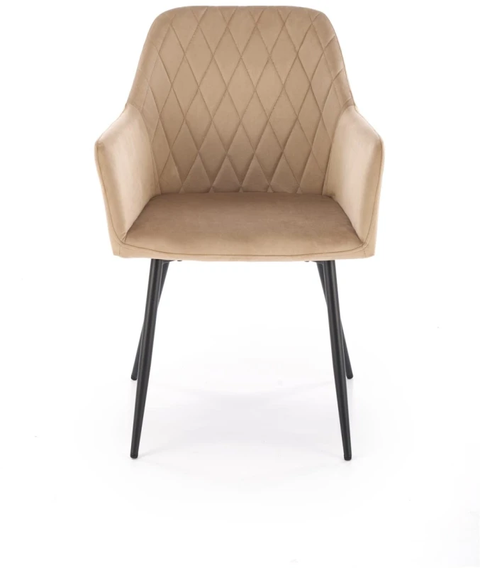Krzesło tapicerowane K558 welurowe z podłokietnikami do jadalni beżowy