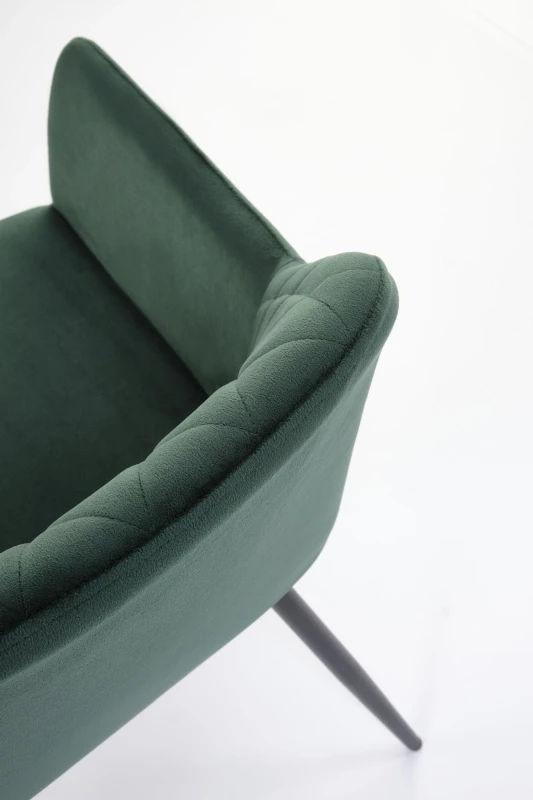 Krzesło tapicerowane K558 welurowe z podłokietnikami do jadalni ciemny zielony