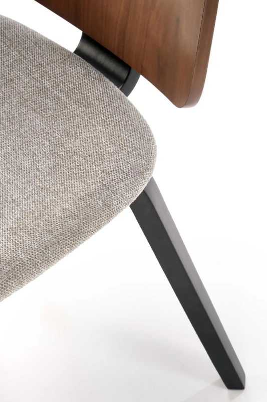 Krzesło tapicerowane K563 z drewnianym oparciem do jadalni orzechowy/popielaty