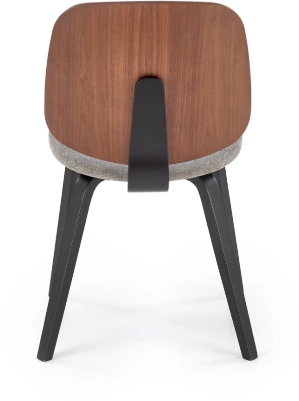 Krzesło tapicerowane K563 z drewnianym oparciem do jadalni orzechowy/popielaty