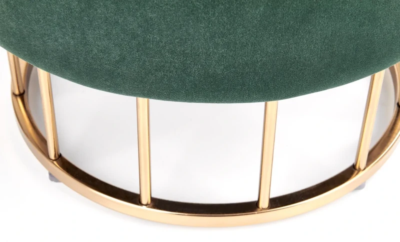 Pufa tapicerowana Minty ze schowkiem okrągła do przedpokoju ciemny zielony/złoty