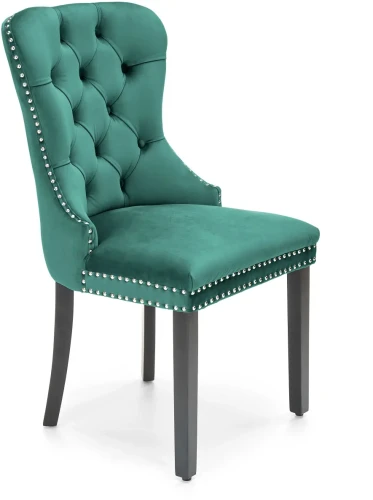 Krzesło Miya tapicerowane z uchwytem do jadalni ciemny zielony/czarny