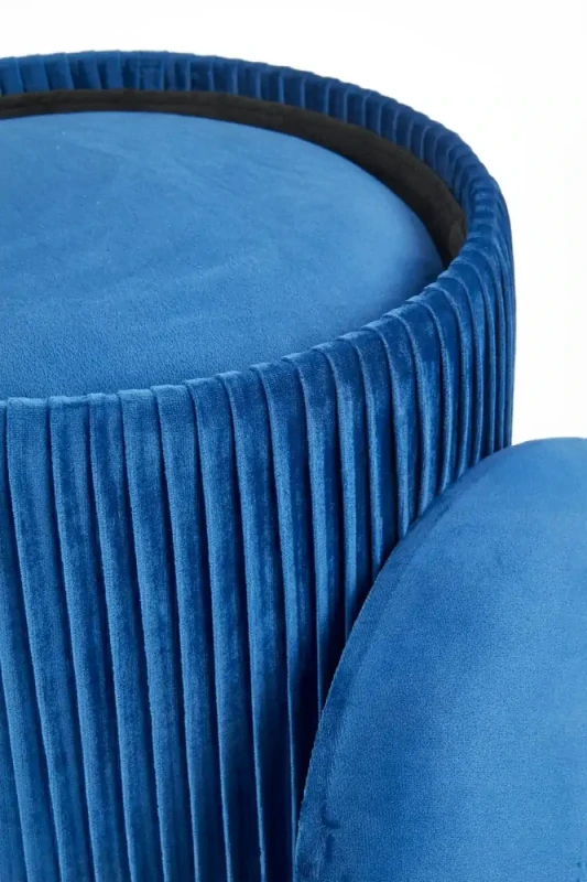 Zestaw 2 puf Monty okrągłe ze schowkiem w stylu glamour do salonu granatowy