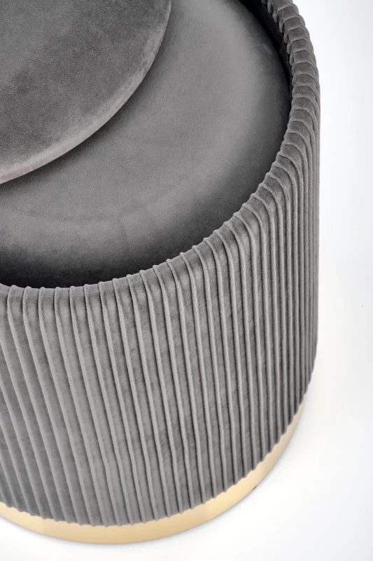 Zestaw 2 puf Monty okrągłe ze schowkiem w stylu glamour do salonu popielaty