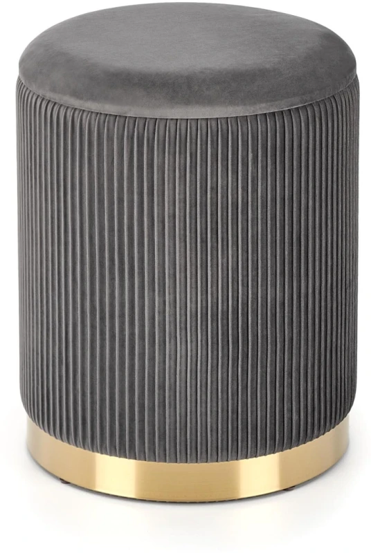 Zestaw 2 puf Monty okrągłe ze schowkiem w stylu glamour do salonu popielaty