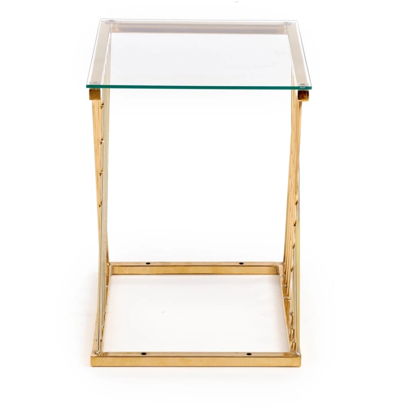 Stolik kawowy Nancy szklany glamour metalowy do salonu 45 cm złoty/transparentny