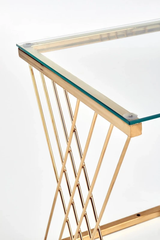 Stolik kawowy Nancy szklany glamour metalowy do salonu 45 cm złoty/transparentny