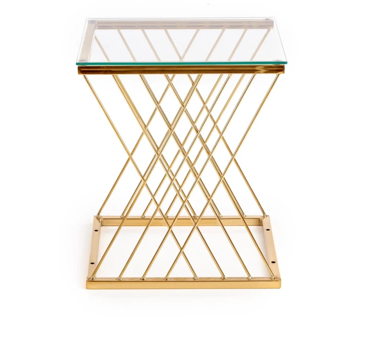 Stolik kawowy Nancy szklany glamour metalowy do salonu 45 cm złoty/transparentny