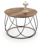 Stolik kawowy Nubira okrągły loft metalowy do salonu 60 cm czarny/orzechowy