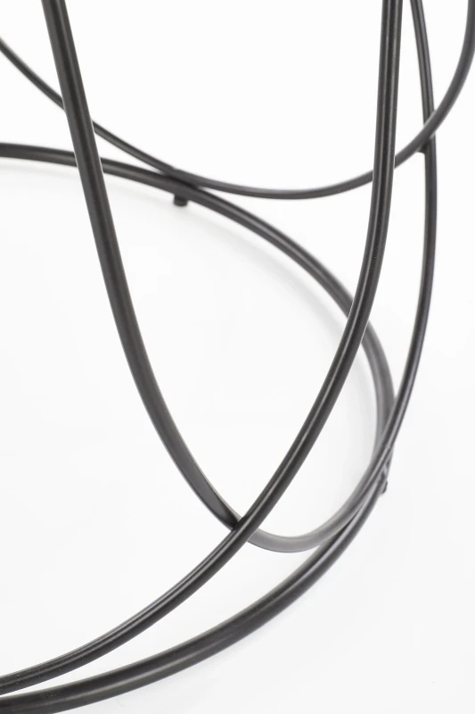 Stolik kawowy Nubira okrągły loft metalowy do salonu 60 cm czarny/orzechowy