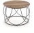 Stolik kawowy Nubira okrągły loft metalowy do salonu 60 cm czarny/orzechowy