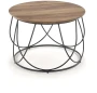 Stolik kawowy Nubira okrągły loft metalowy do salonu 60 cm czarny/orzechowy