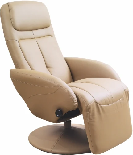 Fotel wypoczynkowy Optima rozkładany eco skóra do salonu beżowy