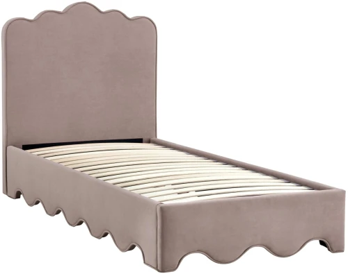 Łóżko tapicerowane Orso pojedyncze z zagłówkiem do sypialni 90x200 cm beżowy