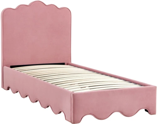 Łóżko tapicerowane Orso pojedyncze z zagłówkiem do sypialni 90x200 cm różowy