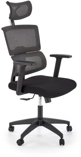 Fotel ergonomiczny Pablo z zagłówkiem obrotowy do biura popielaty/czarny
